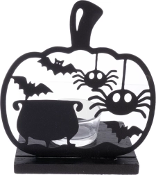 Halloween-Kerzenhalter aus Metall, schwarz