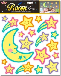 Selbstklebende leuchtende Dekoration Nachtimmel Mond und Sterne