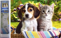 Diamantmalerei Freunde im Körbchen 30 × 40 cm