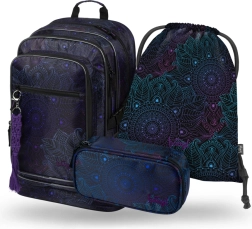 Set Schulbedarf Cubic Zen: Rucksack, Federmäppchen und Beutel