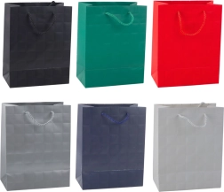 Geschenktasche mit geprägten Quadraten 23 × 18 × 10,5 cm