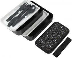 schwarze Bento-Box mit Katzenmotiv 1,2 l