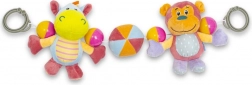 Plüsch-Rassel für Kinderwagen BABY MIX – Nilpferd und Äffchen