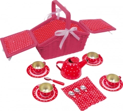 Kinder-Picknickkorb mit Teeservice Dots and Hearts