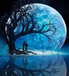 Diamant Malerei Mond über dem See 30x40cm