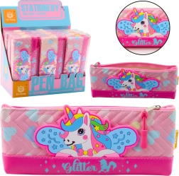 Schul-Etui mit Einhorn rosa 20 x 8,5 cm