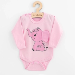 Baby-Body mit langen Ärmeln NEW BABY Happy Elephant rosa