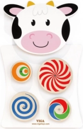 VIGA Holz-Manipulationstafel Kuh Montessori FSC