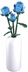 SLUBAN Blaue Rosen in der Vase – Klemmbaustein-Bausatz