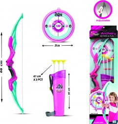 Rosa Bogenschieß-Set für Kinder mit Zubehör