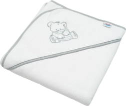 Kinder-Frottee-Badetuch mit Kapuze mit Stickerei NEW BABY 80 × 80 cm weiß Bärchen