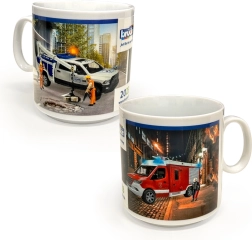 Porzellantasse BRUDER mit Spielzeugmotiven