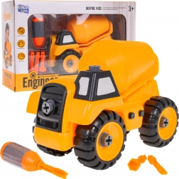 Montierbarer Betonmischer für Kinder 3+ mit Schraubendreher und 3 Bits – Betonmischer