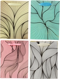 Geschenktasche mit wellenförmigem goldenen Muster 23 × 18 × 10 cm