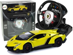 Ferngesteuerter Lamborghini Veneno Yellow 2.4G mit Lenkrad-Fernbedienung, Sound und Licht