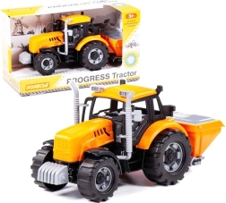 Traktor Progress mit Schwungrad, Sämaschine und kippbarem Anhänger