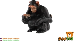 Figur einer Schimpansenmutter mit Jungtier