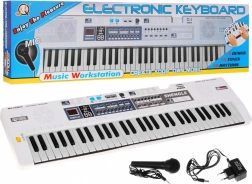 Weißes Kinderkeyboard-Set mit Mikrofon, Aufnahme und Stereo-Lautsprechern