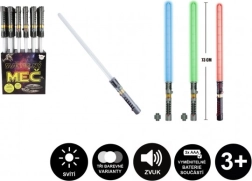 Lichtschwert mit Licht- und Soundeffekten, 73 cm, Kunststoff, 3× AAA, 3 Farben