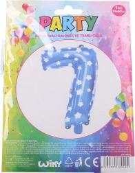 Aufblasbarer Luftballon in Form der Zahl 7 – blau mit Sternchen (74 × 50 cm)