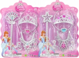 Prinzessinnen-Set Krone und Zepter mit Halskette und Ohrringen