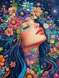 Diamantmalerei Mädchen in Blumen 30 × 40 cm