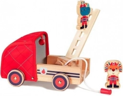 LILLIPUTIENS Holz-Feuerwehrwagen mit Schlauch, Leiter und Glocke – Nashorn Marius 2+