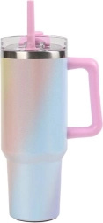Großer Regenbogen-Thermobecher mit Strohhalm