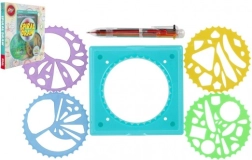 Inspiro-Set für Spiralzeichnen mit Schablonen und Sechsfarben-Stift