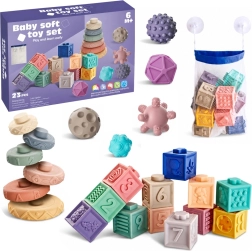 Weiche Gummi-Lernbausteine mit Tieren, Zahlen und Mustern (27 Stk.)