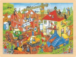 Goki Holzpuzzle Auf der Baustelle 96 Teile