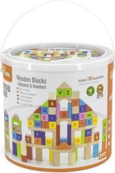 VIGA Holz-Lernbausteine 100 Stk – Buchstaben und Zahlen