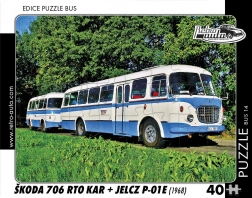 Puzzle Retro-Autos Škoda 706 RTO Kar und Jelcz P-01E 40 Teile
