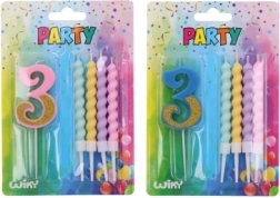 Partykerze Nummer 3 mit extra Kerzen