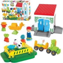 Mochtoys Steckbausteine Pin Bricks Farm im Karton 100 Stk + 3 Figuren