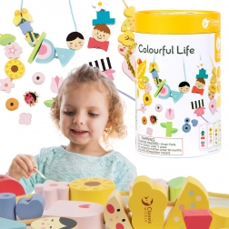 Classic World Holz-Perlen- und Anziehspiel für Kinder, 73 Teile