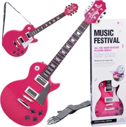 Elektrische Kinder-Gitarre mit Gurt – Rosa