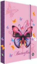 Heftbox A5 Schmetterling – violetter laminierter Ordner mit Gummiband