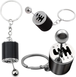 Metall-Schlüsselanhänger Schalthebel – Schwarz