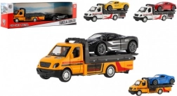 Abschleppwagen mit kleinem Auto, 11 cm, Rückziehmotor, Metall/Kunststoff, in Geschenkbox