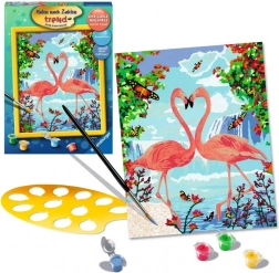 Malen nach Zahlen – Verliebte Flamingos