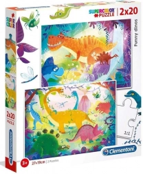 Puzzle 2×20 Super Color – lustige Dinosaurier