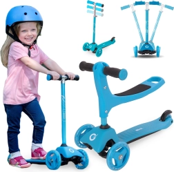 Evo Kinder-Dreiradroller 2-in-1 mit Sitz hellblau