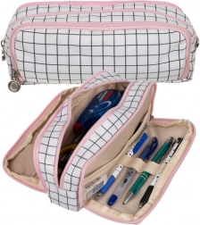 Großes dreifächriges Federmäppchen im Karodesign