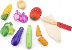 Holz-Set zum Schneiden von Gemüse mit Körbchen