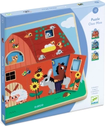 Dreilagiges Holzpuzzle Bauernhof