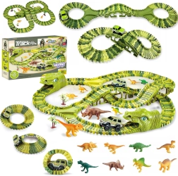 Riesige Dinosaurier-Rennbahn mit Auto und Figuren