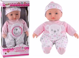 Rosa Kinder-Pyjama für Puppen mit Bärenmütze und Geräuschen