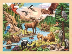 GOKI Holzpuzzle Wildnis Nordamerikas 96 Teile