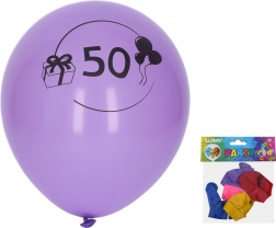 Luftballons 30 cm mit Zahl 50, Farbmix – Set 5 Stück
